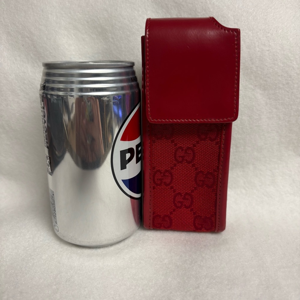 VTG GUCCI Red Belt Pouch Case GG Print Clip Old Cell Phone Pouch - Picture 3 of 15